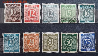 Германия оккупация союзников 1946 г. марки 10 шт. - почта-марки_Германия_союзная-окк-1946_10шт_1