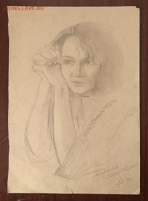 Марина портретная зарисовка Вязовиков В.Г. 1992 г. - зарисовка-карандаш_Маринка-1992_тон