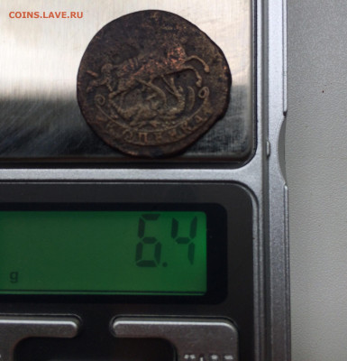 Копейка 1757 года вес 6,4 г атрибуция - 1йй