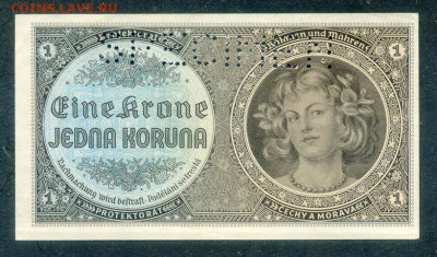 Богемия и Моравия 1 крона 1940 образец до 16.02.2025 - Богемия-Моравия_1крона-1940-образец_EF_лицо