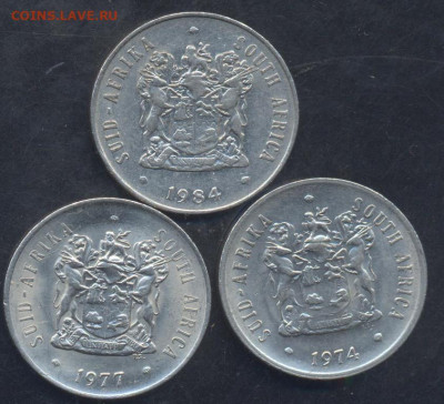 ЮАР 20 центов 1974, 1977, 1984 г.14.02.2025 г. 22 -00 МСК. - ЮАР