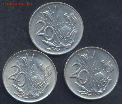 ЮАР 20 центов 1974, 1977, 1984 г.14.02.2025 г. 22 -00 МСК. - ЮАР1
