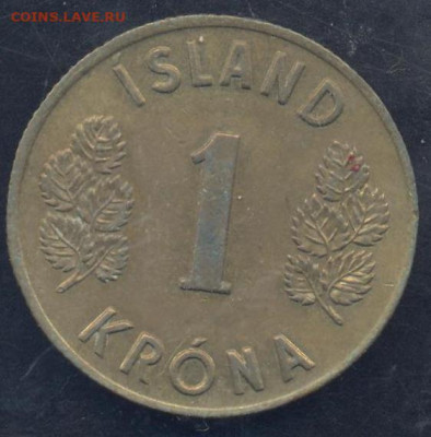 Исландия 1 крона 1969 г.17.02.2025 г. 22 -00 МСК. - Исландия1