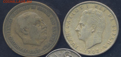 Испания 2,5 песет 1954 г.17.02.2025 г. 22 -00 МСК. - Испания 1