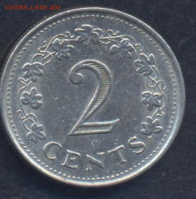 Мальта 2 цента 1977 г. 17.02.2025 г. 22 -00 МСК. - Мальта