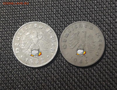 1 пфенниг 1942 года А и J рейх До 22.02 - 20241228_230734