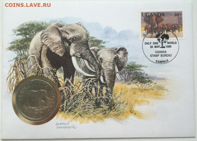 КПД Танзания 100 шиллингов 1986 Слоны фауна - kpd_tanzanija_100_shillingov_1986_prirodookhrana_slon_slony_fauna_zhivotnye_konvert_pervogo_dnja_marka