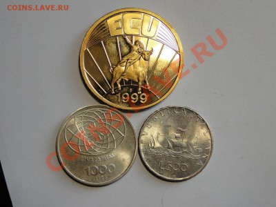 500 лир 1970 ,1000лир, Экю Эвропа 1999 - DSC06506.JPG