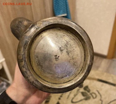 Серебряный кофейник (чайник) 84 проба, на оценку - Дно