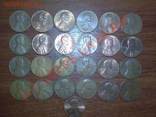 Американские 1 CENT (25 шт., разные) - 13072009126