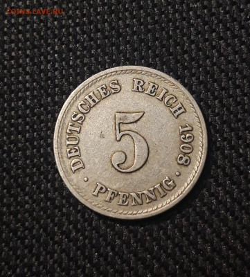5 пфеннигов 1908 года А Германия До 01.03 - 20241225_203658