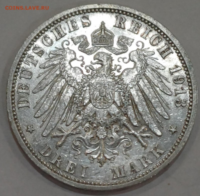 Германия. Пруссия. 3 марки. 1913г. До 04.03.2025г. - 20250223_231329