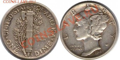 >Ag< США 10 центов 1943 до 11.02.12 21:00 - США_10_центов_43