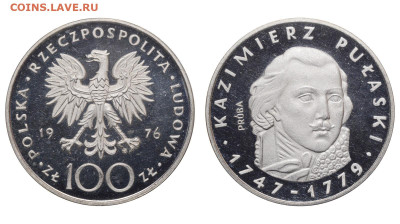 Польша. 100 злотых 1976 г. PROBA. Пулавский. До 02.03.25. - Р2369