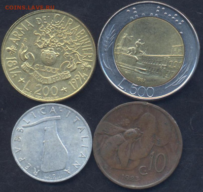 Италия 10 чензимо 1923 г.3.03.2025 г. 22 -00 МСК. - Италия 4 монеты