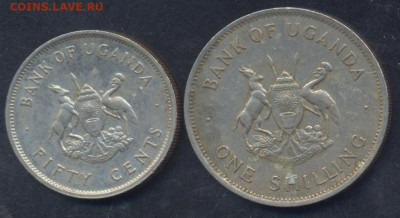 Уганда 50 центов, 1 шиллинг 1976 г.3.03.2025 г. 22 -00 МСК. - Уганда1