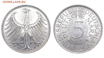 ФРГ. 5 марок 1966 г. D. До 02.03.25. - Р1995