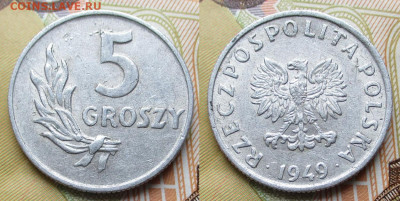 Польша 5 грошей 1949 Al  до 10-03-25 в 22:00 - Польша 5 грошей 1949 Al     240-к186-13233