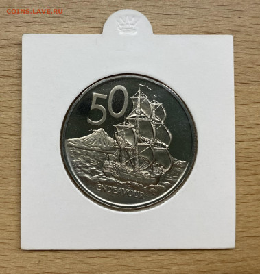 Новая Зеландия 50 центов 1974 Индевор Корабль Пруф тир. 8000 - IMG_1428.JPG