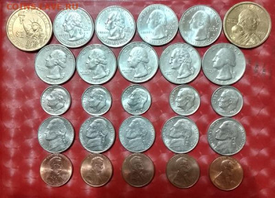 США 26 монет:Доллары, Квотеры, Даймы,Никель,Центы Фикс - США 26 монет-$1, 25ц, 10ц, 5ц, 1ц 17.02.25 А
