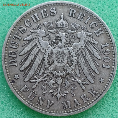 Вюртенберг. 5 марок. 1901г. ВильгельмII до 12.03.25г. - 20250306_002242