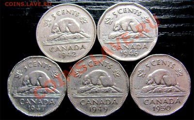 F49 Канада подборка 5¢ 1942-46-47-49-50 до 13.02 в 22°° - G49 5c 42 46 47 49 50_1
