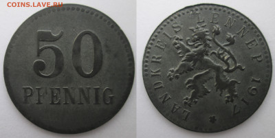 Нотгельды Германии. Обзорная тема. - 50 пф 1917г, Леннеп, цинк.JPG
