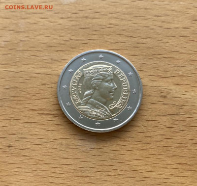 биметалл Латвия 2 евро 2014 Милда - bimetall_latvija_2_evro_2014_milda