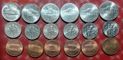 США 18 монет-Даймы(10центов),Никель(5центов), 1центы Фикс - США 18 монет-Даймы, Никель, Центы все по 6шт 24.02.25 Р
