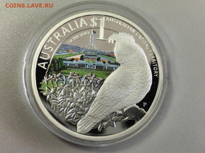 Австралия 1доллар 2010 Попугай, Ag999, до 17.03 - Ю Штаты Австралии Попугай-1
