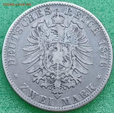Саксония. 2 марки. 1876г.  Альберт. До 17.03.25г. - 20250312_003214