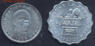 Руанда 1 франк 1965 г.14.03.2025 г. 22 -00 МСК. - Руанда