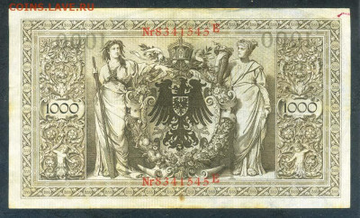 Германия 1000 марок 1910 до 16.03. - Германия_1000марок-1910-H_кр-п_спинка