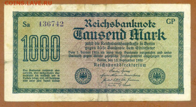 Германия 1000 марок 1922 до 16.03. - Германия_1000марок-1922_кор-н_лицо