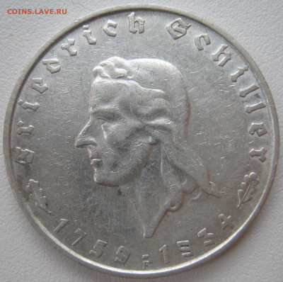 Германия 3 рейх 2 рейхсмарки 1934 F Фридрих Шиллер до 16.03 - IMG_2369.JPG