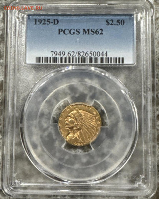 2,5 $ «индеец» 1925- D, pcgs MS62 - IMG_5372