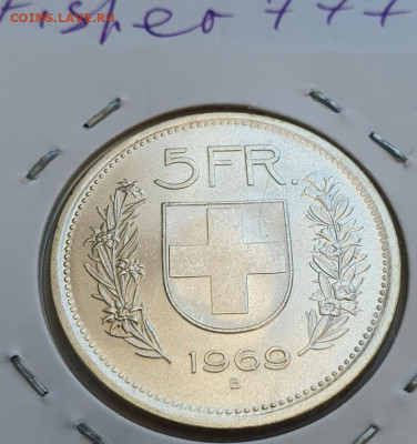 5 франков Швейцария 1969 В.Тель, до 20.03,22-00 - 2