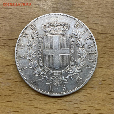 Италия 5 Лир 1874 Король Виктор Эммануил II Серебро Крона - italija_5_lir_1874_korol_viktor_emmanuil_ii_serebro_krona_shajba (1)