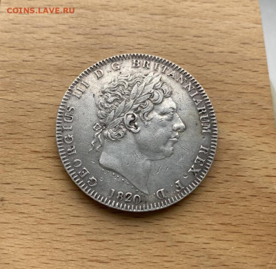 Королевство Великобритания 1 крона 1820 Георг III Англия - korolevstvo_velikobritanija_1_krona_1820_georg_iii_anglija_serebro_shajba (1)