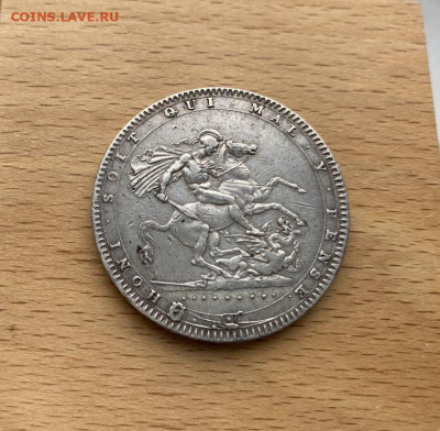 Королевство Великобритания 1 крона 1820 Георг III Англия - korolevstvo_velikobritanija_1_krona_1820_georg_iii_anglija_serebro_shajba