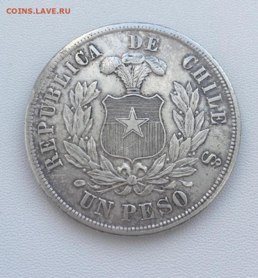 Чили 1 песо 1882 Кондор XF Серебро Крона Шайба фауна птица - chili_1_peso_1882_kondor_xf_serebro_krona_shajba_fauna_ptica