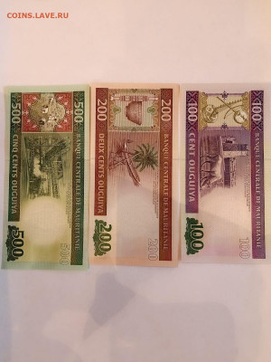 Мавритания 100 + 200 + 500 огуйя 2013-2015 г. UNC до 24,03,2 - Мавр-3-9