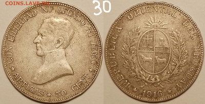 Уругвай,50 ст.1916,т-ж:400 тысяч.!AR900.До 24.03.2025 Мск - 30