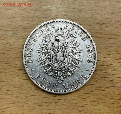 Вюртемберг 5 марок 1876 Карл Германская Империя Серебро - vjurtemberg_5_marok_1876_karl_germanija_germanskaja_imperija_serebro_krona_shajba (3)