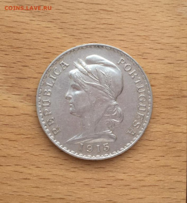 Португалия 1 эскудо 1915 XF Серебро Крона Шайба - portugalija_1_eskudo_1915_xf_serebro_krona_shajba