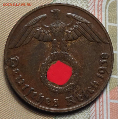 3 рейх 1 рейхспфенинг 1938г J 25.03.25 в 22-00 - 1рп 1938 J аверс.JPG