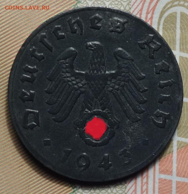 3 рейх 1 рейхспфенинг 1943г J 25.03.25 в 22-00 - 1рп 1943 J аверс.JPG