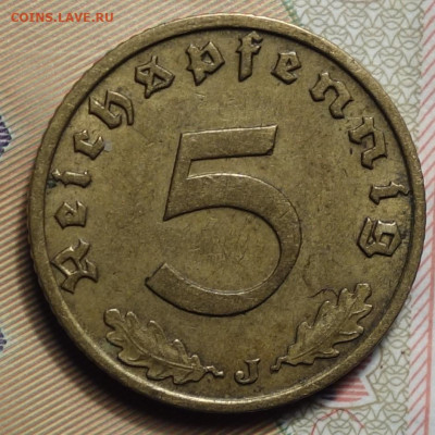 3 рейх 5 рейхспфенингов 1938г J 25.03.25 в 22-00 - 5рп 1938 J реверс.JPG