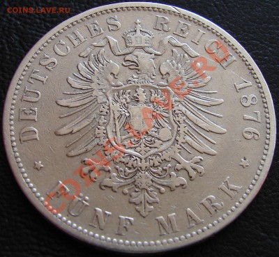Германия, серебро, талеры, 2, 3, 5 марок - Германия 5м Вюртемберг Карл 1876 2