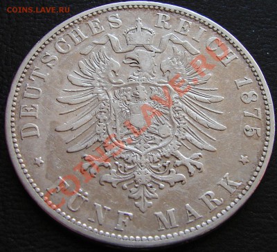 Германия, серебро, талеры, 2, 3, 5 марок - Германия 5м Бавария Людвиг II 1875 2